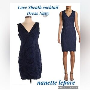 Classic nanette lepore Lace Sheath cocktail Dress Navy 

Size 16 (runs small)